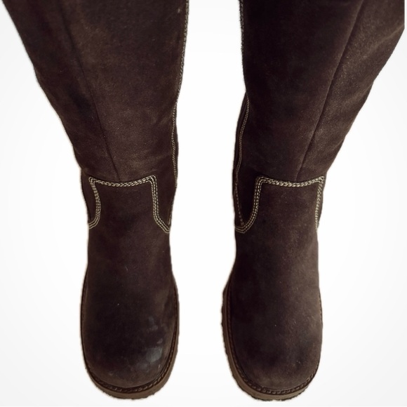 SOLD FRYE Vintage Rebel Zip Platform Chunky Square Toe Tall Brown Leather Boots - Picture 3 of 6